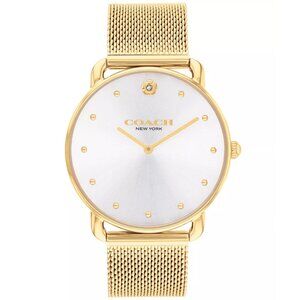 COACH Women's Elliot Gold-Tone Stainless Steel Mesh Bracelet Watch 36mm